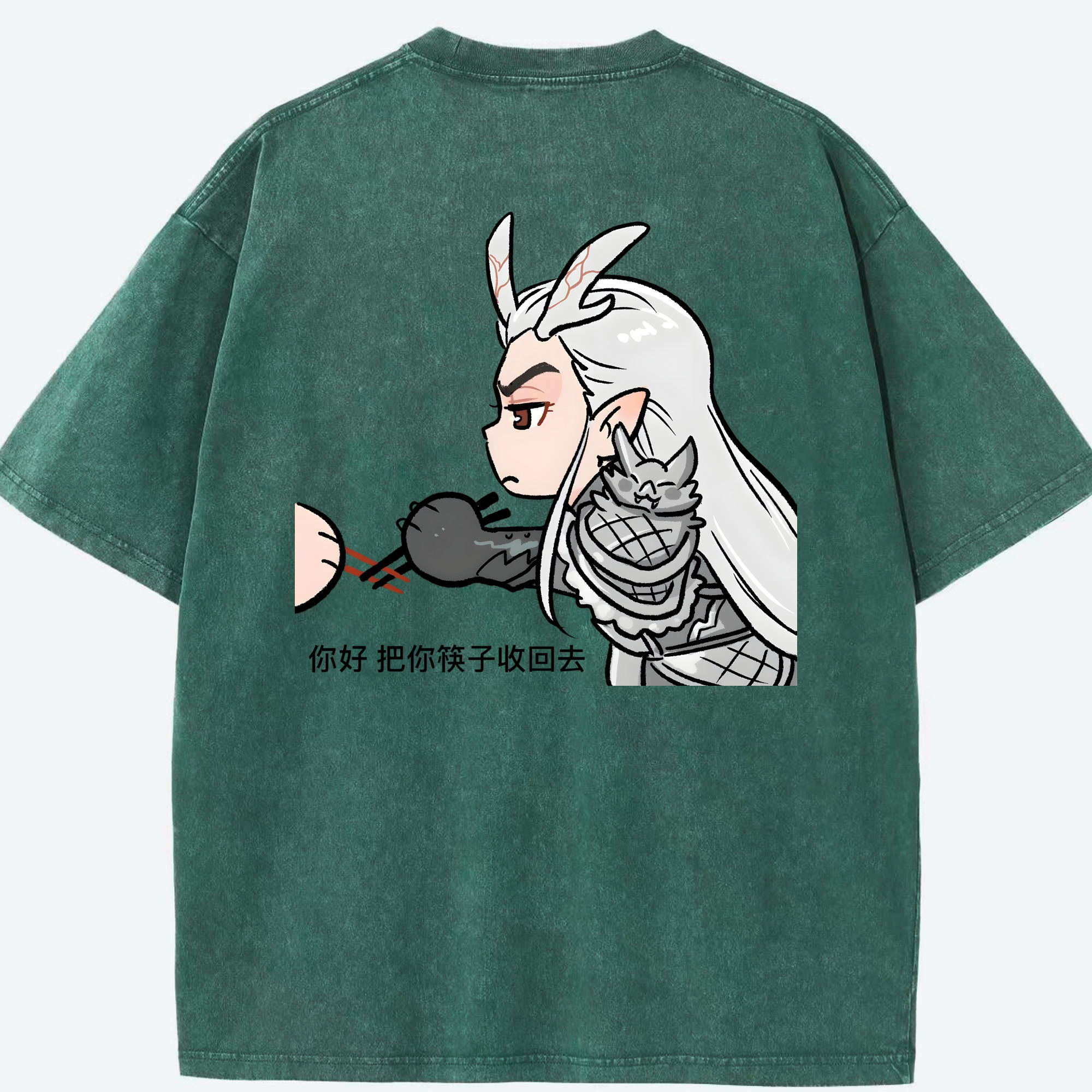 （画像用） Ne Zha 2 ナタ 魔童の大暴れ 綿100% ヴィンテージ風 半袖Tシャツ（背面プリント）